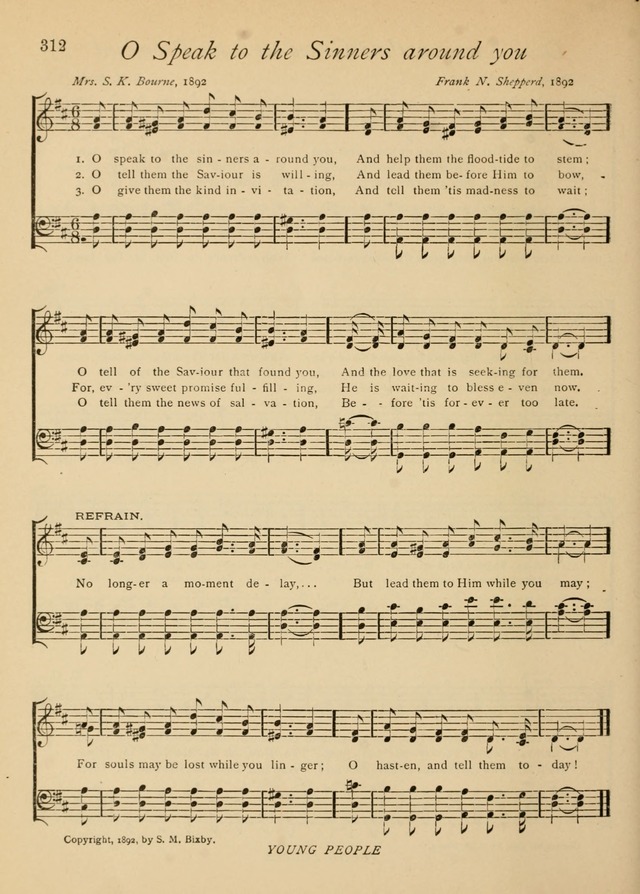 The Church and Home Hymnal: containing hymns and tunes for church service, for prayer meetings, for Sunday schools, for praise service, for home circles, for young people, children and special occasio page 325