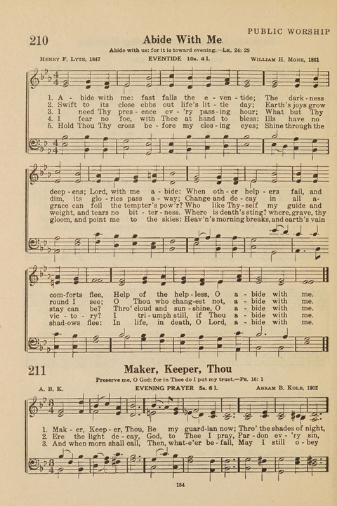 Church Hymnal, Mennonite: a collection of hymns and sacred songs suitable for use in public worship, worship in the home, and all general occasions (1st ed. ) [with Deutscher Anhang] page 154