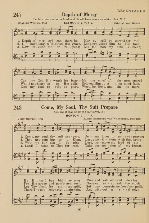 Church Hymnal, Mennonite: a collection of hymns and sacred songs suitable for use in public worship, worship in the home, and all general occasions (1st ed. ) [with Deutscher Anhang] page 180