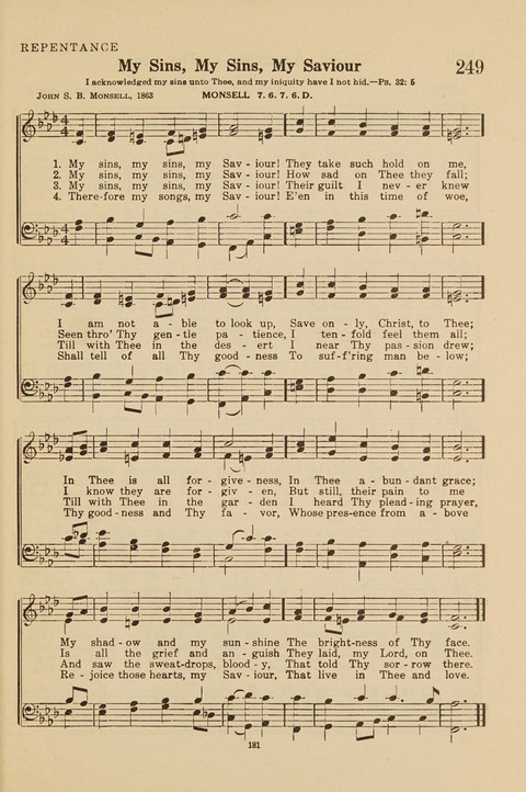 Church Hymnal, Mennonite: a collection of hymns and sacred songs suitable for use in public worship, worship in the home, and all general occasions (1st ed. ) [with Deutscher Anhang] page 181