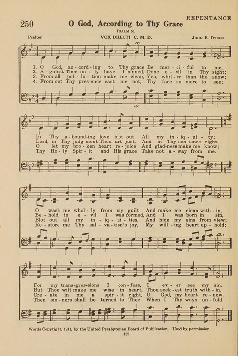 Church Hymnal, Mennonite: a collection of hymns and sacred songs suitable for use in public worship, worship in the home, and all general occasions (1st ed. ) [with Deutscher Anhang] page 182