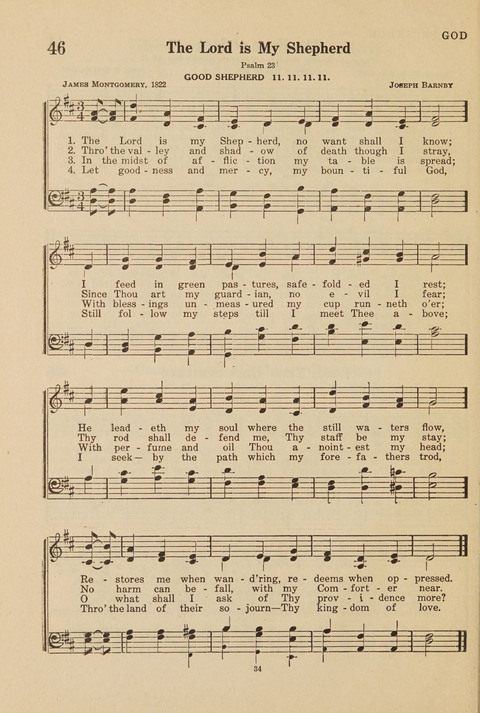 Church Hymnal, Mennonite: a collection of hymns and sacred songs suitable for use in public worship, worship in the home, and all general occasions (1st ed. ) [with Deutscher Anhang] page 34