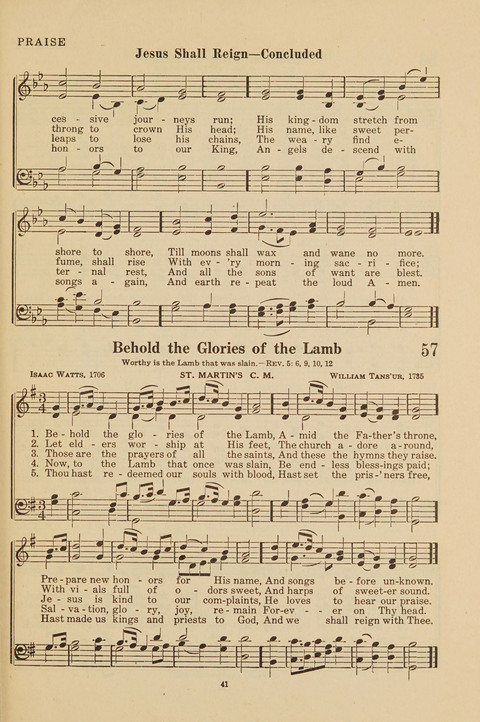 Church Hymnal, Mennonite: a collection of hymns and sacred songs suitable for use in public worship, worship in the home, and all general occasions (1st ed. ) [with Deutscher Anhang] page 41