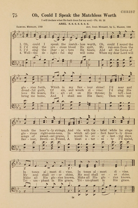 Church Hymnal, Mennonite: a collection of hymns and sacred songs suitable for use in public worship, worship in the home, and all general occasions (1st ed. ) [with Deutscher Anhang] page 54