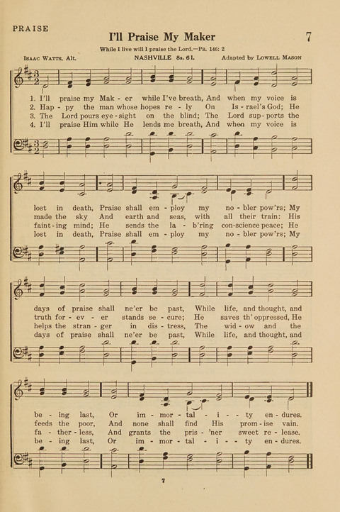 Church Hymnal, Mennonite: a collection of hymns and sacred songs suitable for use in public worship, worship in the home, and all general occasions (1st ed. ) [with Deutscher Anhang] page 7