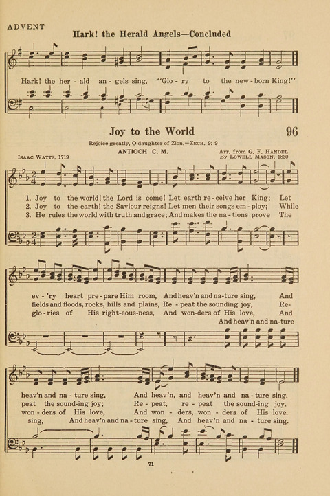 Church Hymnal, Mennonite: a collection of hymns and sacred songs suitable for use in public worship, worship in the home, and all general occasions (1st ed. ) [with Deutscher Anhang] page 71