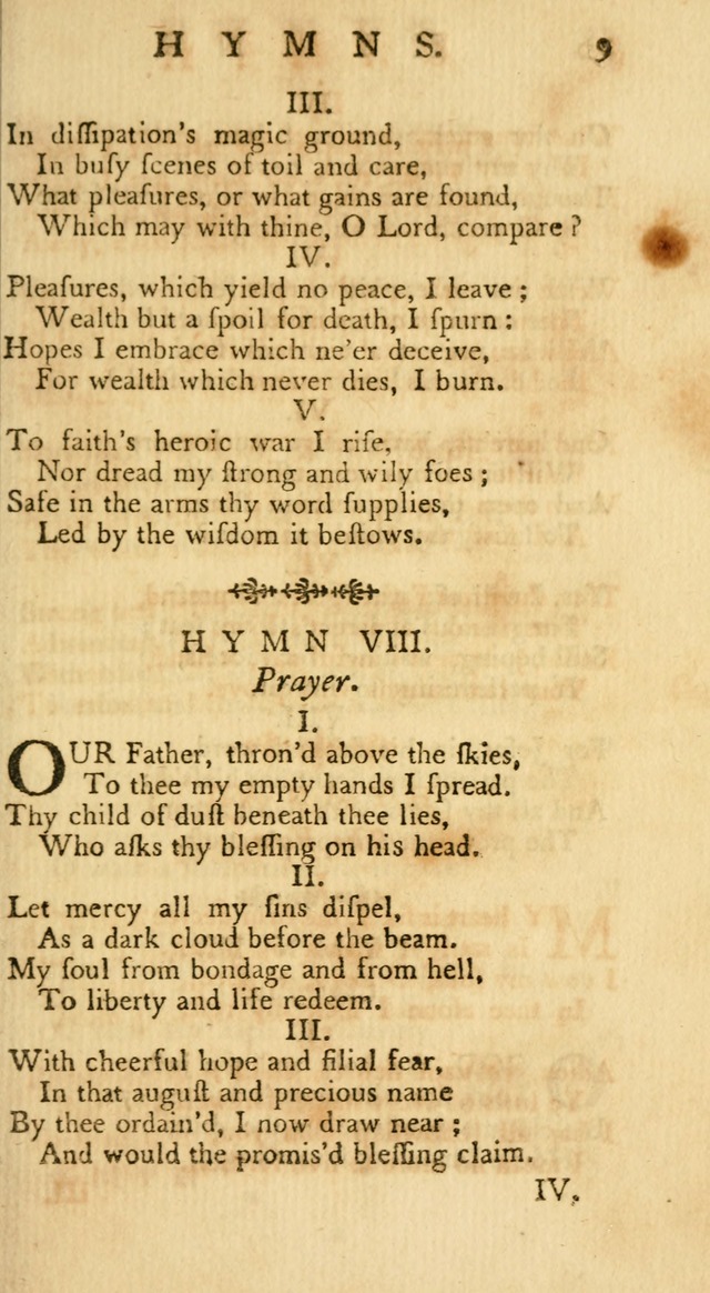 A Collection of Hymns, More Particularly Designed for the Use of the  West Society in Boston. (2nd ed. with Additions) page 9