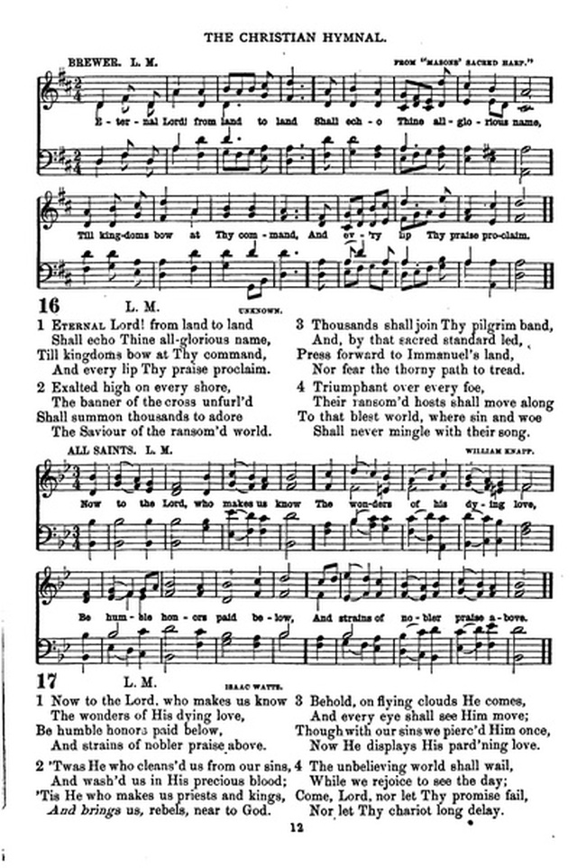 The Christian hymnal: a collection of hymns and tunes for congregational and social worship; in two parts (Rev.) page 12