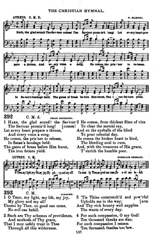 The Christian hymnal: a collection of hymns and tunes for congregational and social worship; in two parts (Rev.) page 137