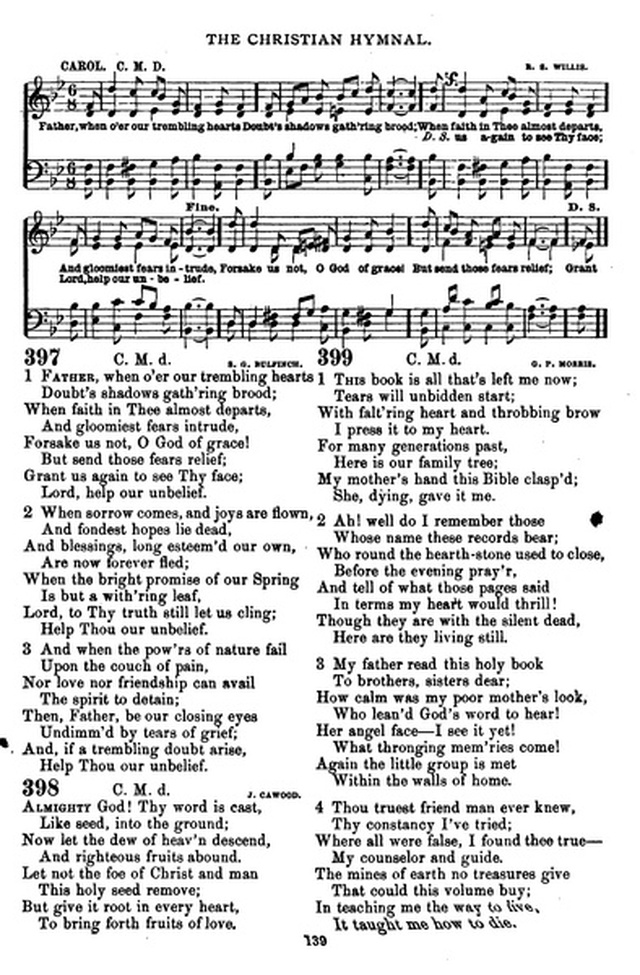 The Christian hymnal: a collection of hymns and tunes for congregational and social worship; in two parts (Rev.) page 139