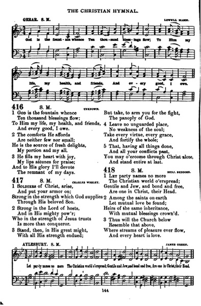 The Christian hymnal: a collection of hymns and tunes for congregational and social worship; in two parts (Rev.) page 144