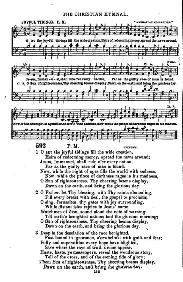 The Christian hymnal: a collection of hymns and tunes for congregational and social worship; in two parts (Rev.) page 216