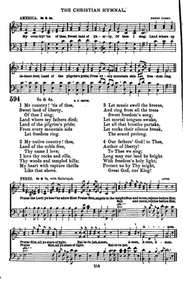 The Christian hymnal: a collection of hymns and tunes for congregational and social worship; in two parts (Rev.) page 218
