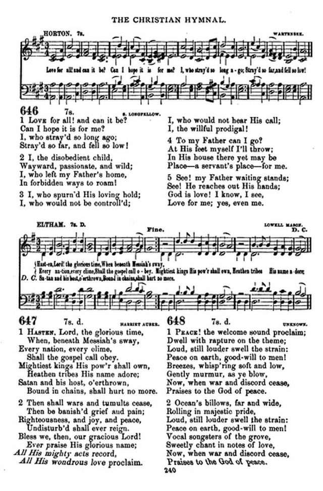 The Christian hymnal: a collection of hymns and tunes for congregational and social worship; in two parts (Rev.) page 240