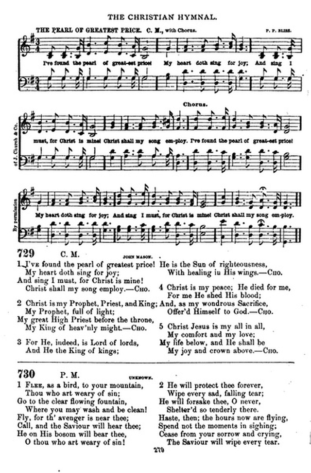 The Christian hymnal: a collection of hymns and tunes for congregational and social worship; in two parts (Rev.) page 279
