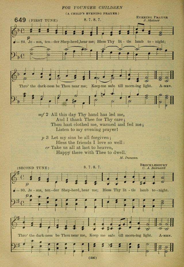 The Church Hymnal: containing hymns approved and set forth by the general conventions of 1892 and 1916; together with hymns for the use of guilds and brotherhoods, and for special occasions (Rev. ed) page 599