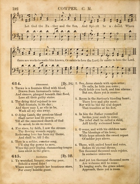 Congregational Hymn and Tune Book; containing the Psalms and Hymns of the General Association of Connecticut, adapted to Suitable Tunes page 192
