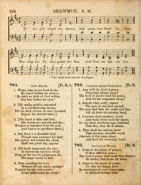 Congregational Hymn and Tune Book; containing the Psalms and Hymns of the General Association of Connecticut, adapted to Suitable Tunes page 244