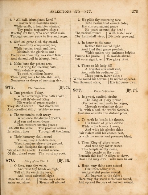 Congregational Hymn and Tune Book; containing the Psalms and Hymns of the General Association of Connecticut, adapted to Suitable Tunes page 275