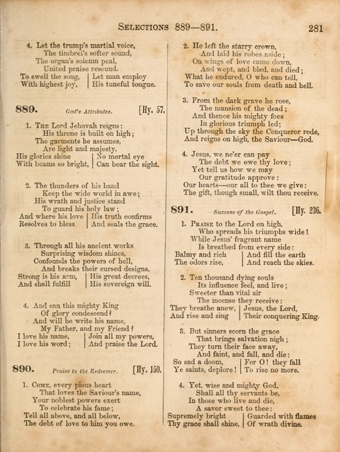 Congregational Hymn and Tune Book; containing the Psalms and Hymns of the General Association of Connecticut, adapted to Suitable Tunes page 281