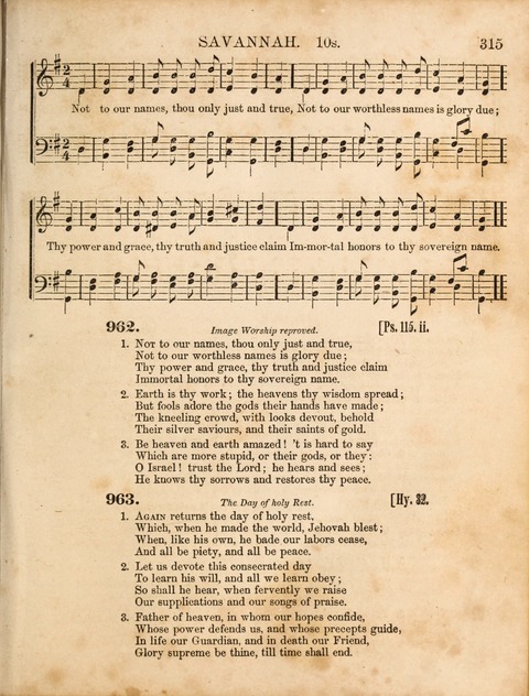 Congregational Hymn and Tune Book; containing the Psalms and Hymns of the General Association of Connecticut, adapted to Suitable Tunes page 315