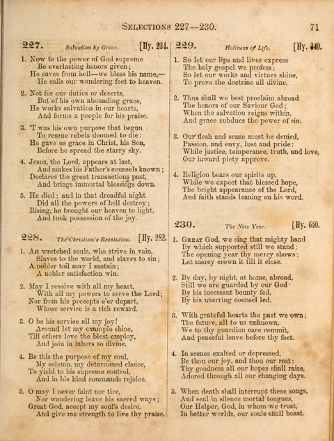 Congregational Hymn and Tune Book; containing the Psalms and Hymns of the General Association of Connecticut, adapted to Suitable Tunes page 71