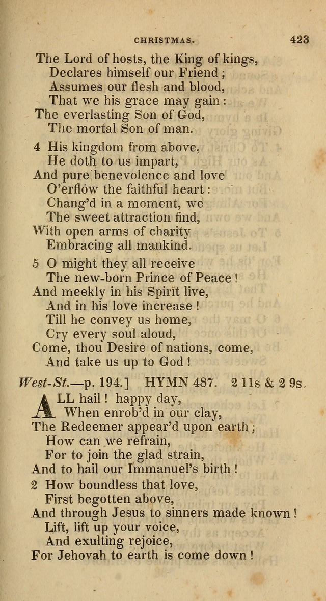 A Collection of Hymns for the Use of the Methodist Episcopal Church: principally from the collection of  Rev. John Wesley, M. A., late fellow of Lincoln College, Oxford; with... (Rev. & corr.) page 423