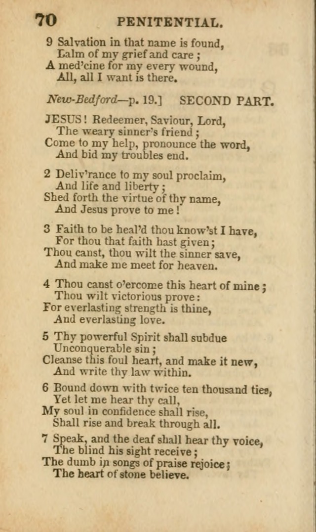 A Collection of Hymns: for the use of the Methodist Episcopal Church, principally from the collection of the Rev. John Wesley, A. M., late fellow of Lincoln College..(Rev. and corr. with a supplement) page 70