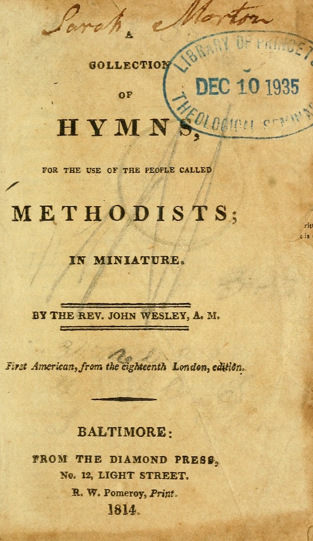 A Collection of Hymns: for the use of the people called Methodists; in miniature page 1