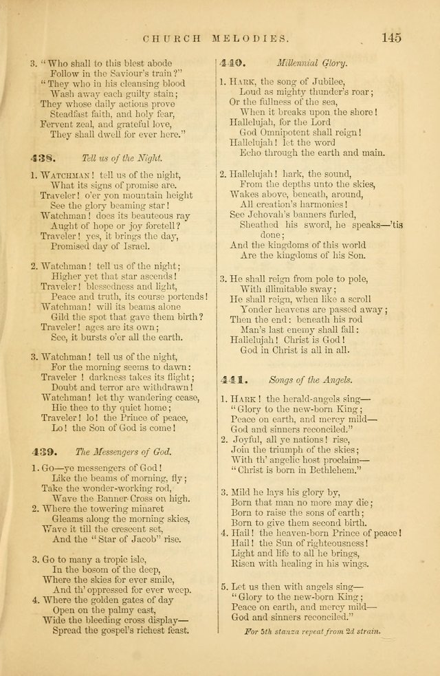 Church Melodies: collection of psalms and hymns, with appropriate music. For the use of congregations. page 145