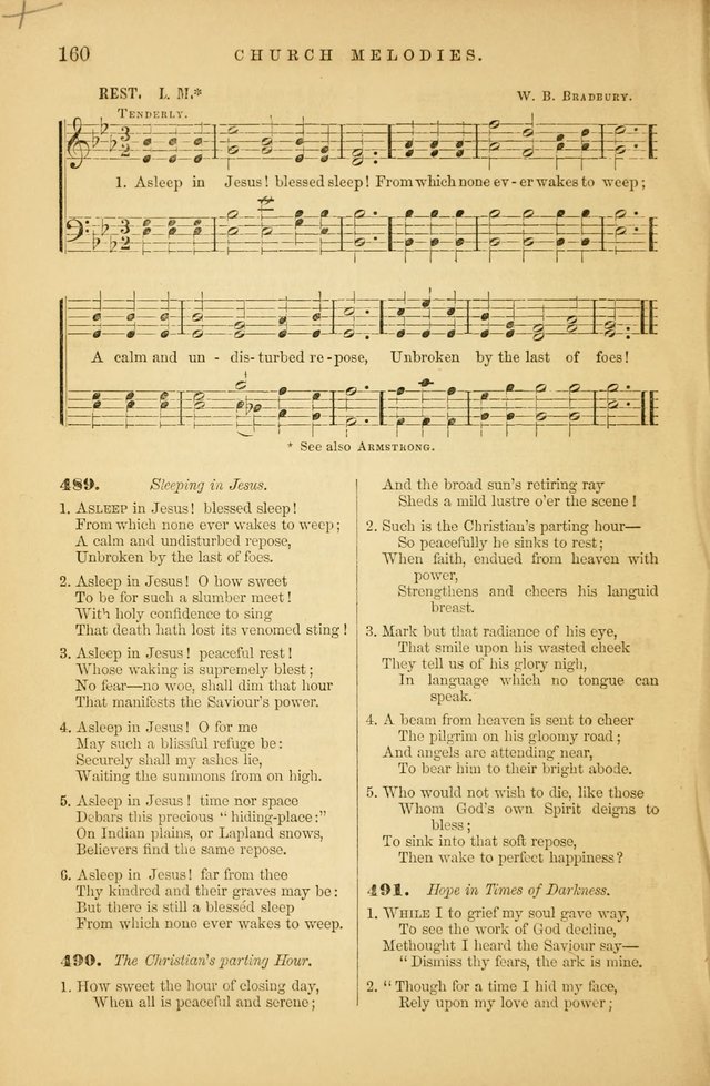 Church Melodies: collection of psalms and hymns, with appropriate music. For the use of congregations. page 160