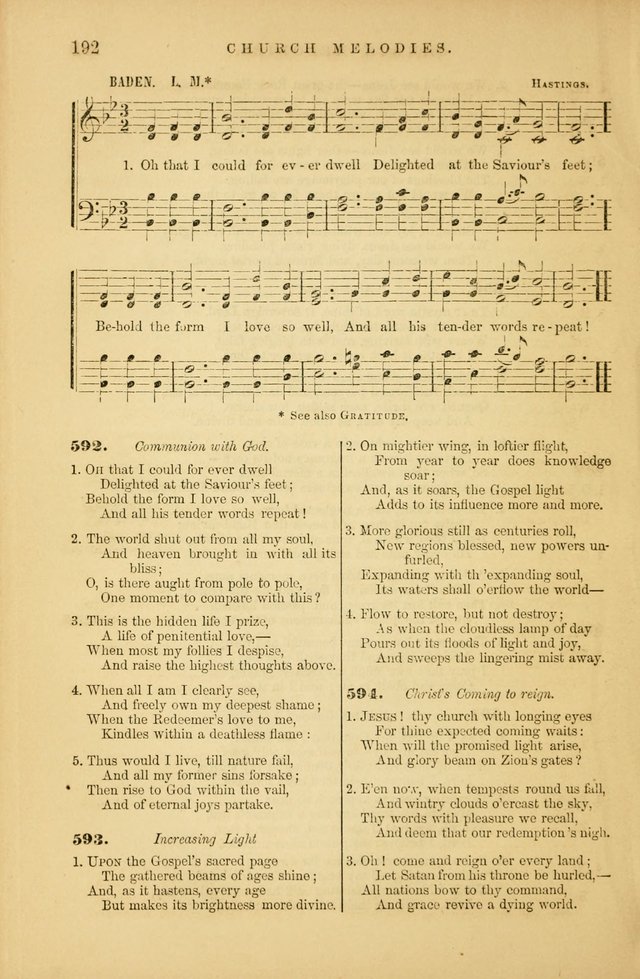Church Melodies: collection of psalms and hymns, with appropriate music. For the use of congregations. page 192
