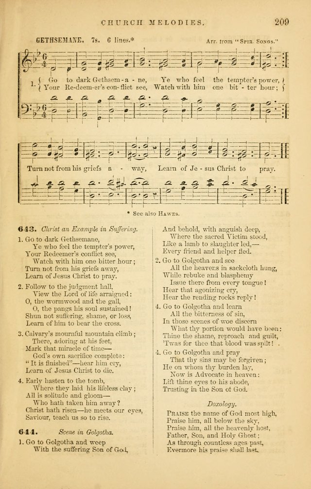 Church Melodies: collection of psalms and hymns, with appropriate music. For the use of congregations. page 209