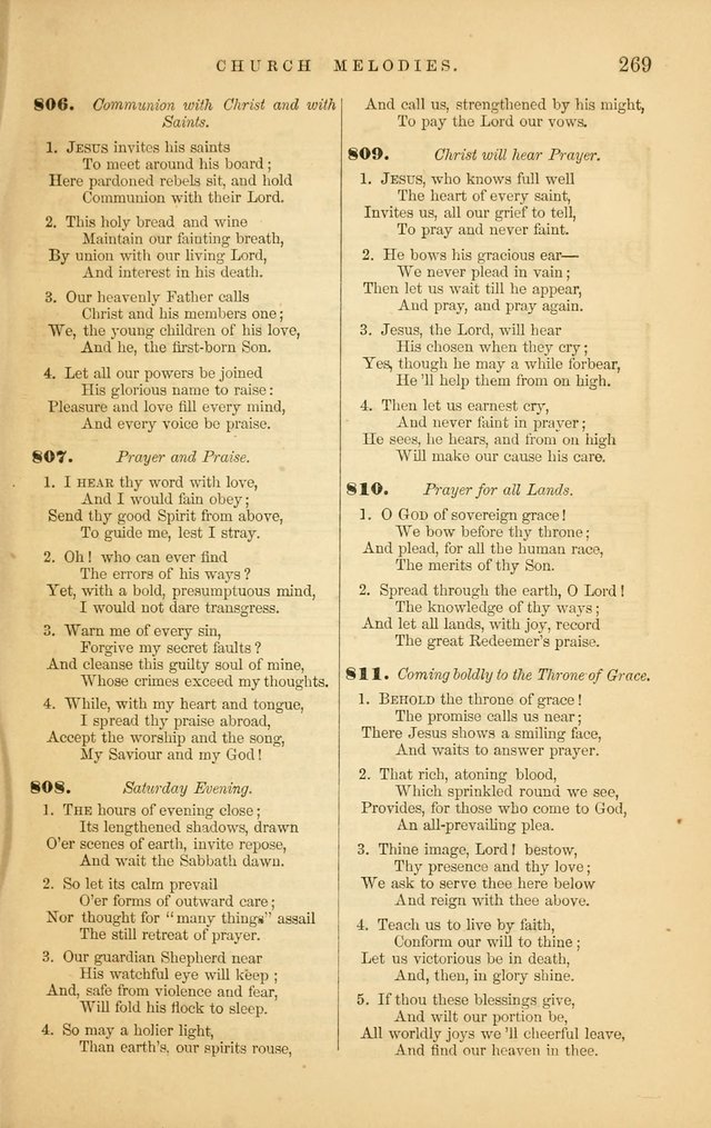 Church Melodies: collection of psalms and hymns, with appropriate music. For the use of congregations. page 271