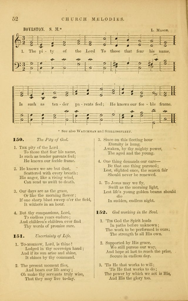 Church Melodies: collection of psalms and hymns, with appropriate music. For the use of congregations. page 52