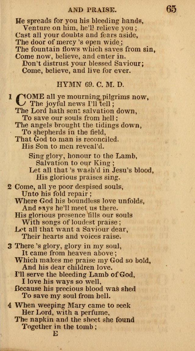 The Camp-Meeting Chorister: or, a collection of hymns and spiritual songs, for the pious of all denominations. To be sung at camp meetings, during revivals of religion, and on other occasions page 65