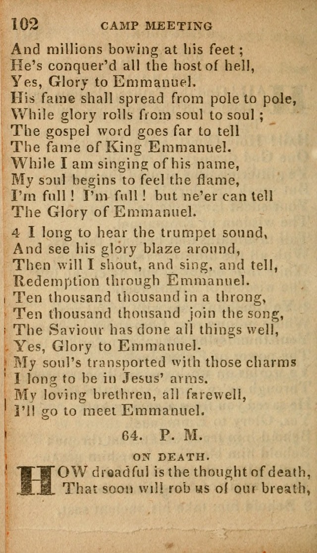 The Camp Meeting Hymn Book: containing the most approved hymns and spiritual songs Used by the Methodist Connexion in the United States page 104