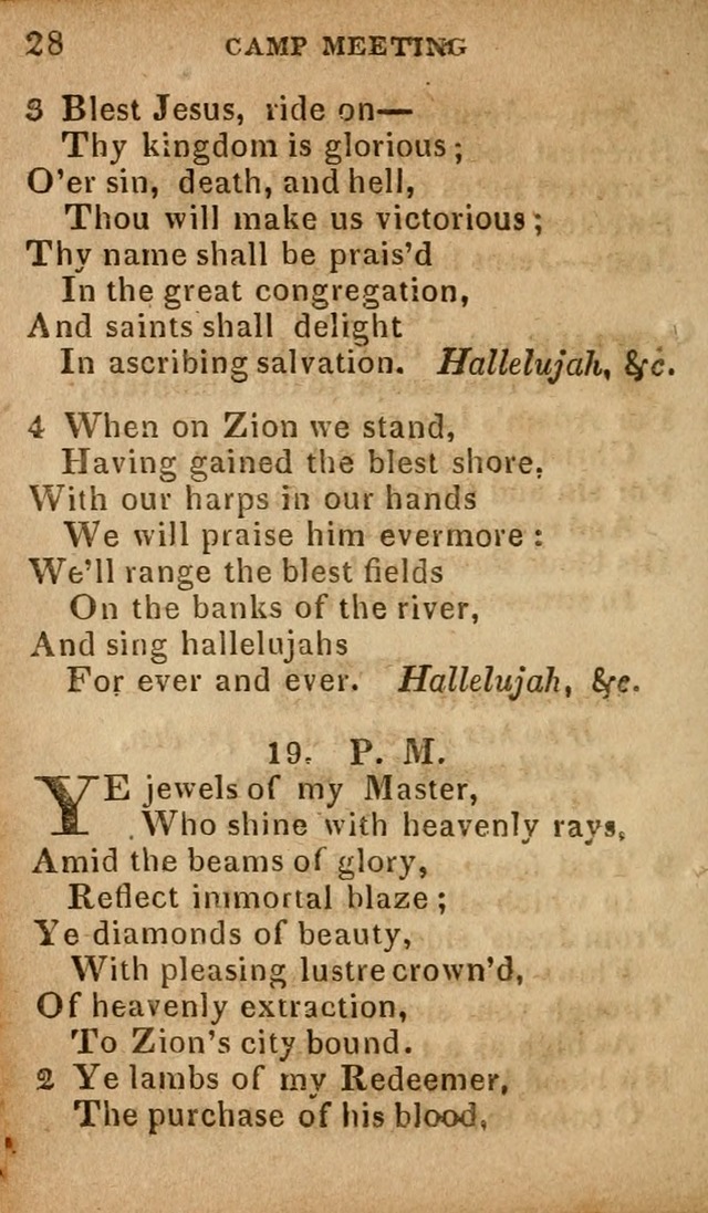 The Camp Meeting Hymn Book: containing the most approved hymns and spiritual songs Used by the Methodist Connexion in the United States page 28