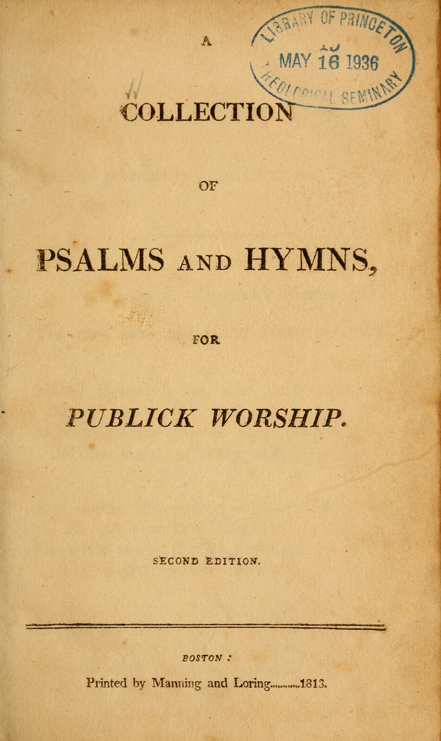 A Collection of Psalms and Hymns for Publick Worship (2nd ed.) page 1