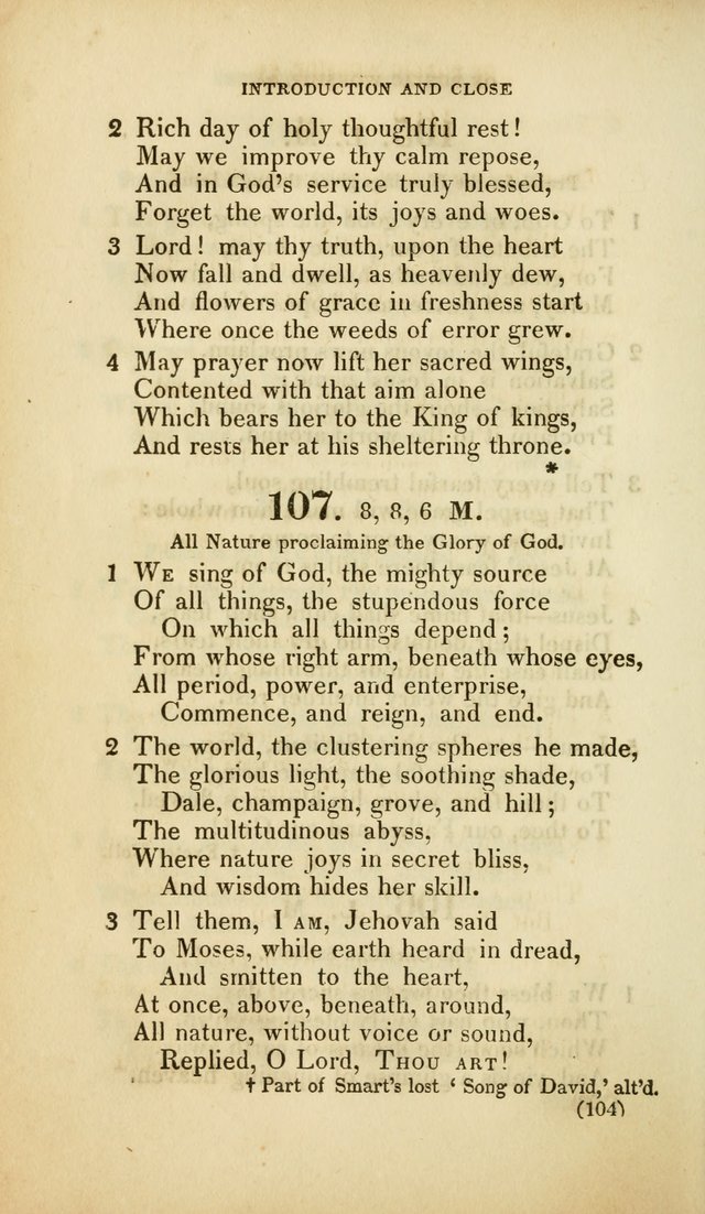 A Collection of Psalms and Hymns, for Social and Private Worship (Rev. ed.  with supplement) page 105