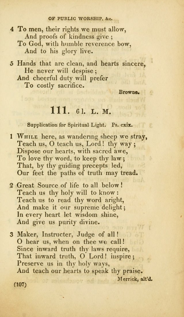 A Collection of Psalms and Hymns, for Social and Private Worship (Rev. ed.  with supplement) page 108