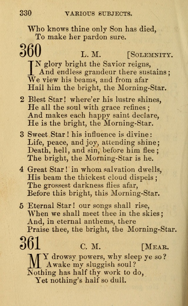 A Collection of Psalms, Hymns, and Spiritual Songs: suited to the various occasions of public worship and private devotion, of the church of Christ (6th ed.) page 330