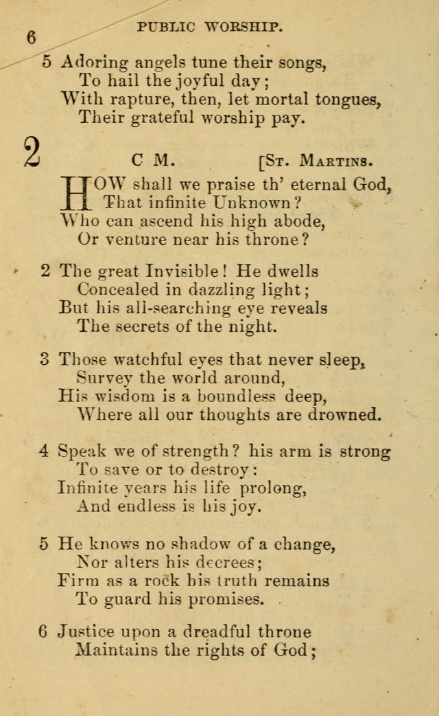 A Collection of Psalms, Hymns, and Spiritual Songs: suited to the various occasions of public worship and private devotion, of the church of Christ (6th ed.) page 6
