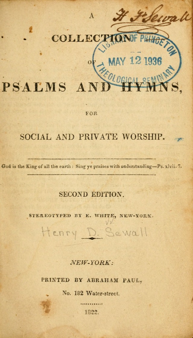 A Collection of Psalms and hymns, for social and private worship page 10