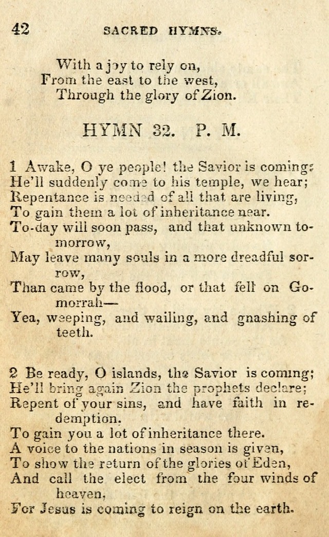 A Collection of Sacred Hymns, for the Church of the Latter Day Saints page 42
