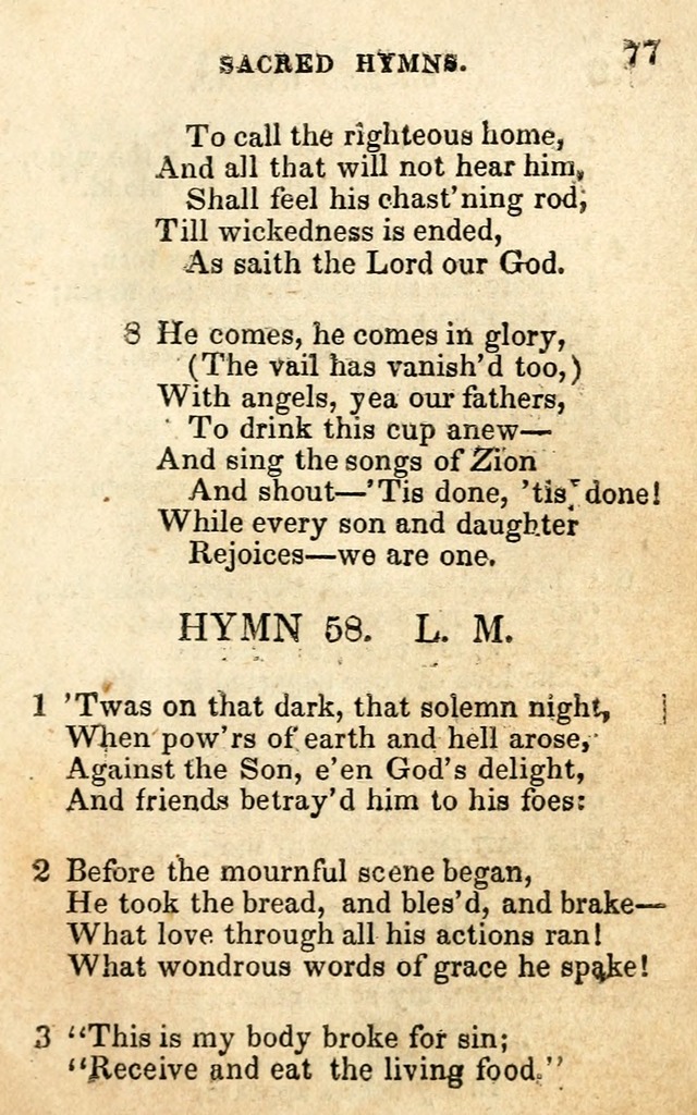 A Collection of Sacred Hymns, for the Church of the Latter Day Saints page 77