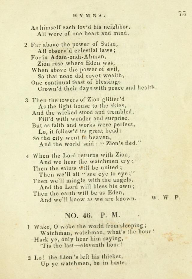 A Collection of Sacred Hymns for the use of the Latter-Day Saints page 75