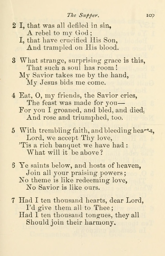 A Choice Selection of Hymns and Spiritual Songs for the use of the Baptist Church and all lovers of song page 112