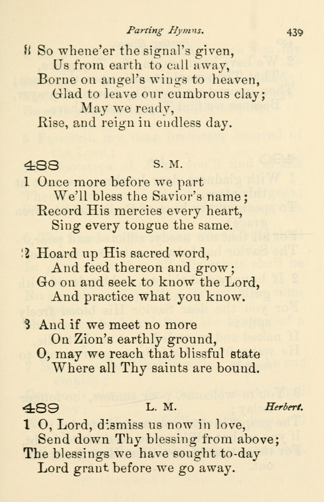 A Choice Selection of Hymns and Spiritual Songs for the use of the Baptist Church and all lovers of song page 442