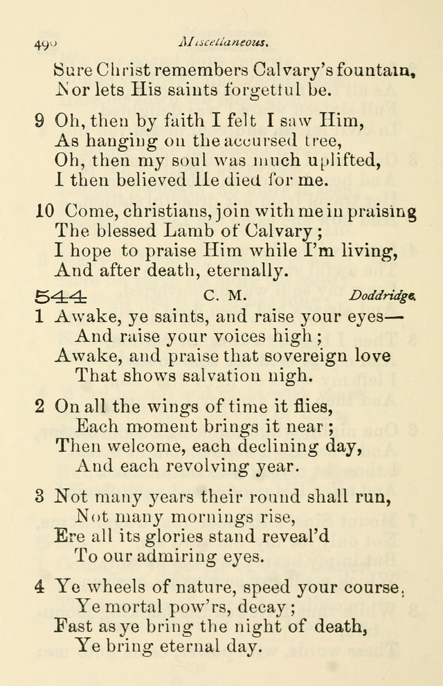 A Choice Selection of Hymns and Spiritual Songs for the use of the Baptist Church and all lovers of song page 499